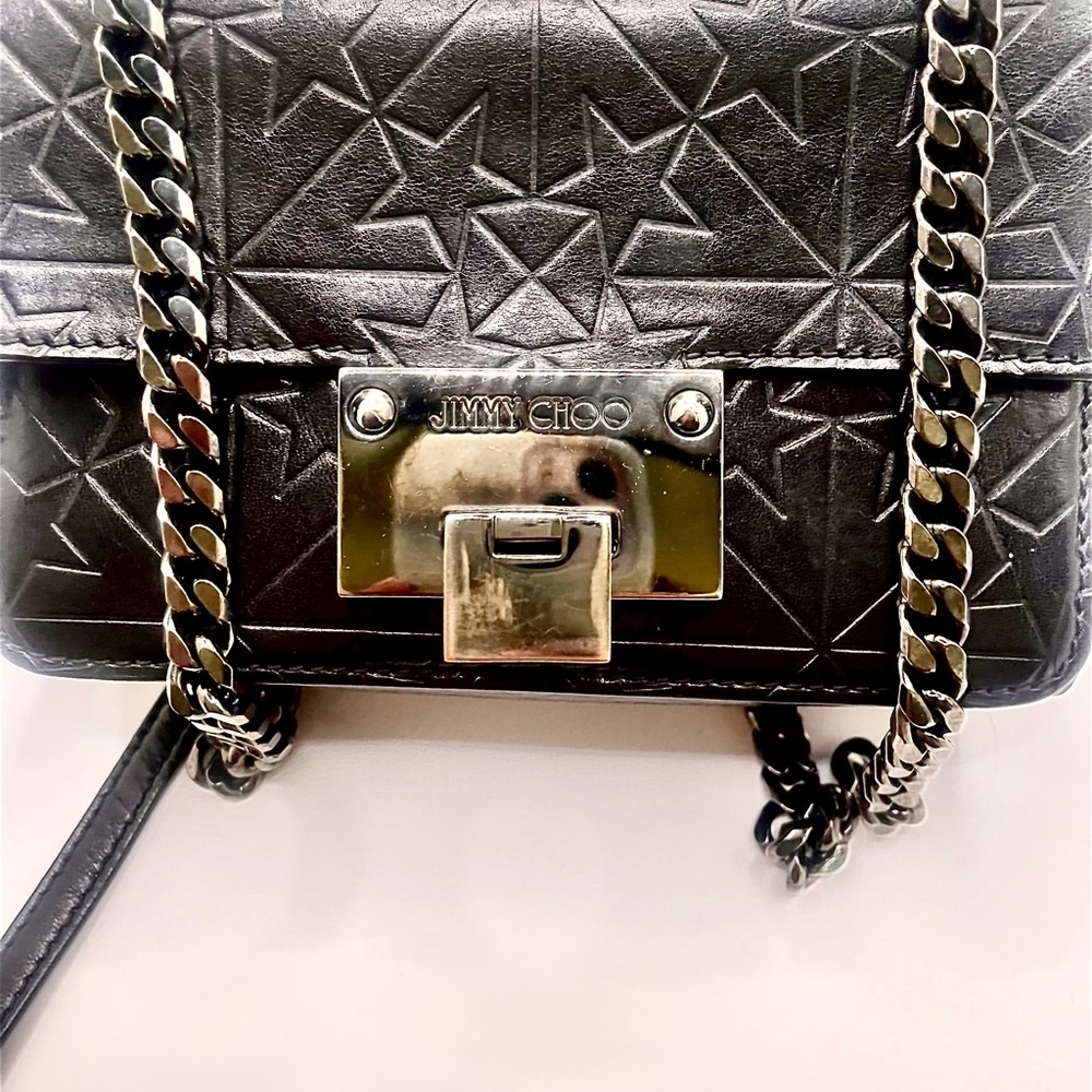 JIMMY CHOO Black Rockstar  Leather Shoulder Bag